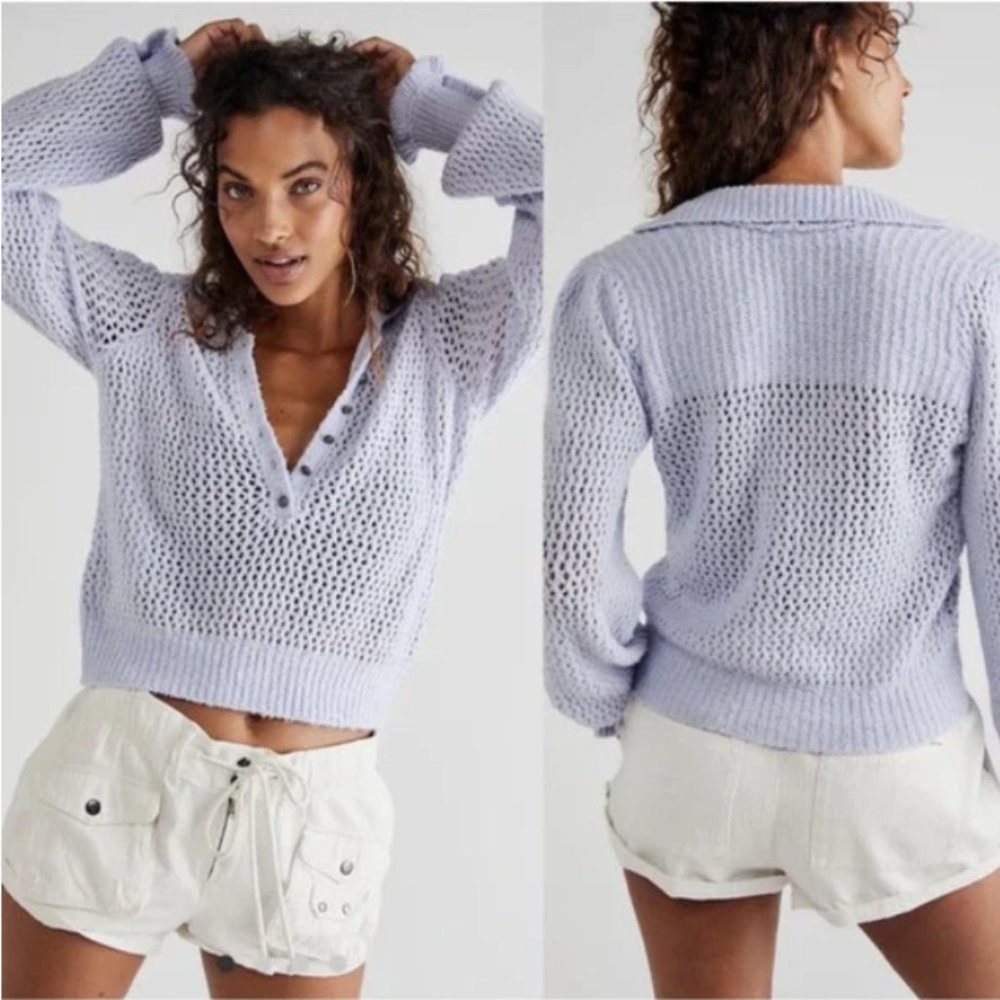 NWT Free People Care FP Snowdrift Pullover Sweater/ Peri Ice Size SMALL